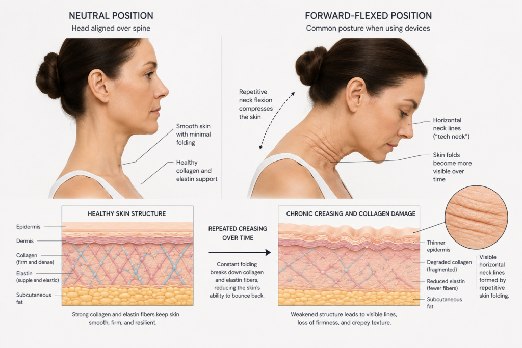 neck flexing and tech neck folds